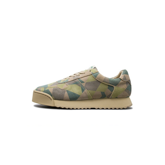 Geometric Leather Low Sneaker – First-Layer Cowhide Upper