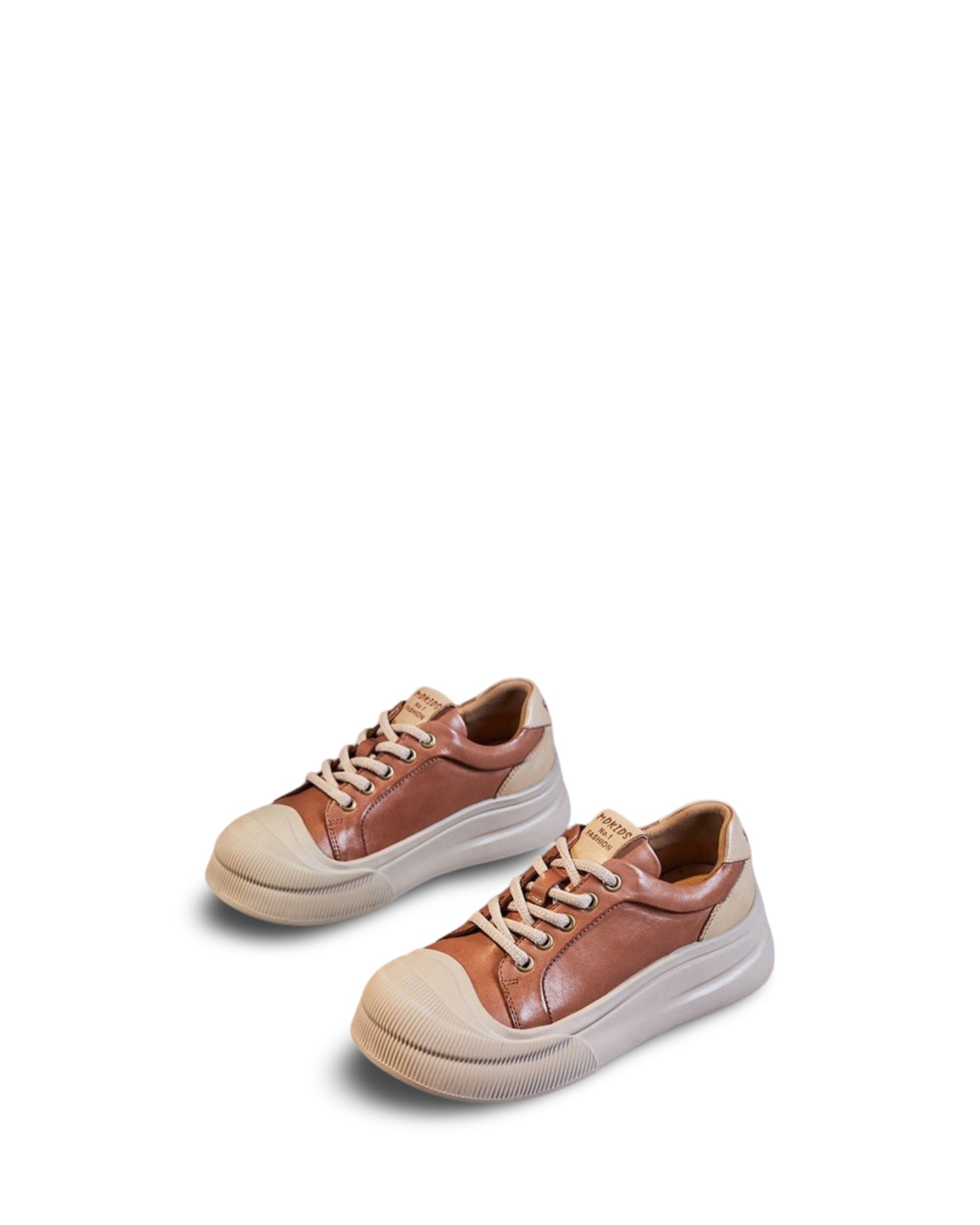 Leather Platform Biscuit Round Toe Platform Lace-up Sports Business Casual Shoes