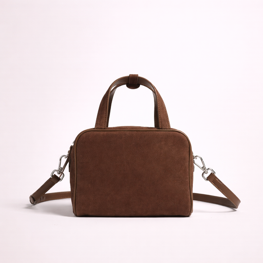 Matte Structure Mini Bag in First-Layer Cowhide —