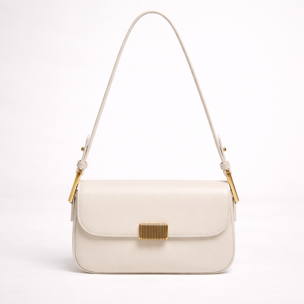 Structured Flap Shoulder Bag in Two-Layer Cowhide