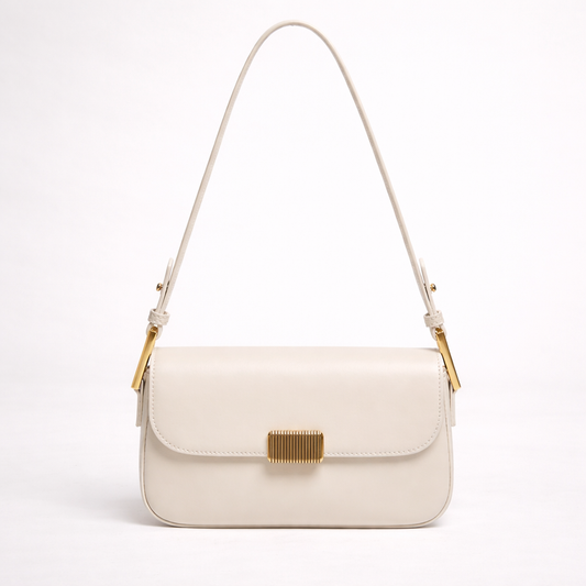 Structured Flap Shoulder Bag in Two-Layer Cowhide