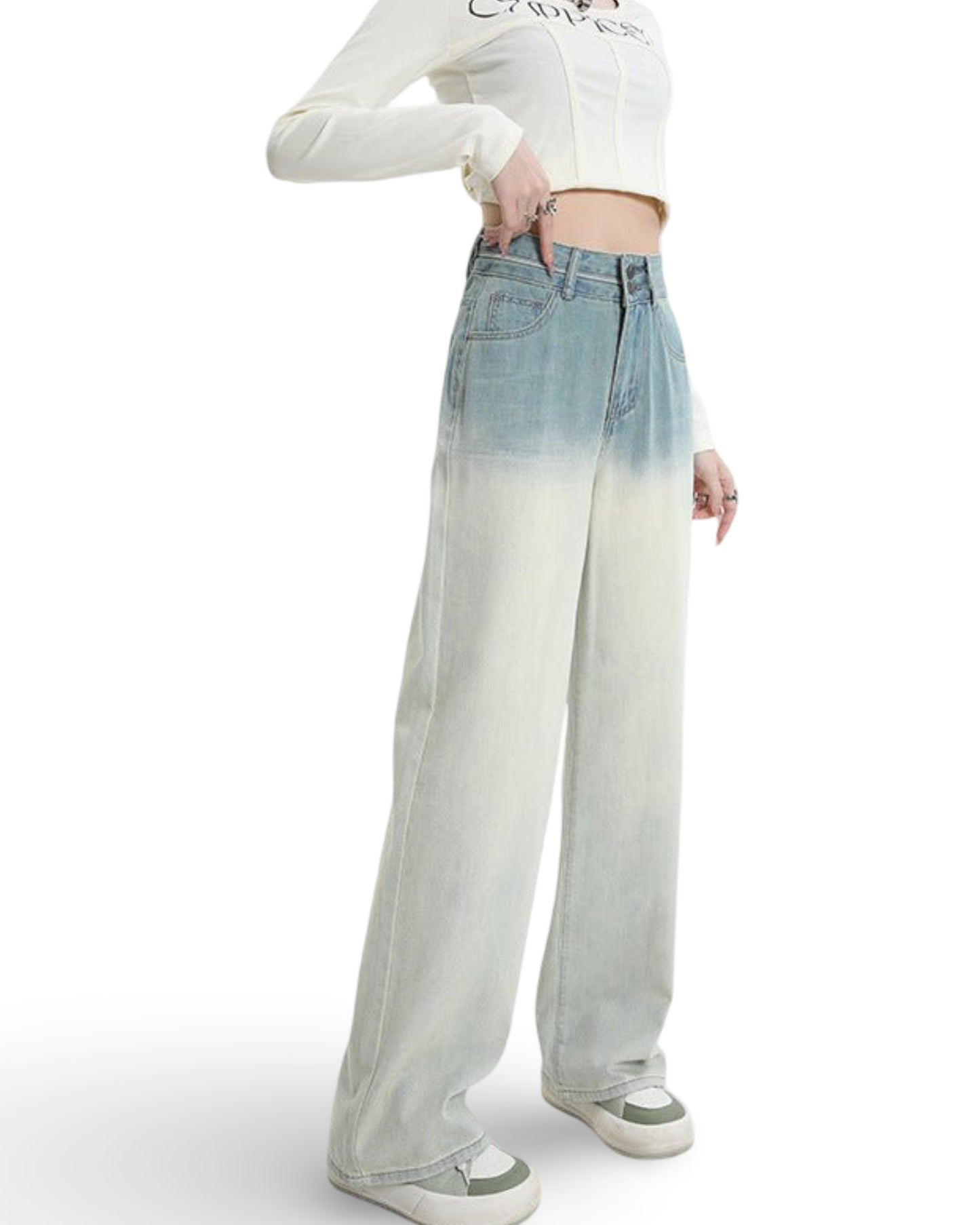 Gradient Design Straight-leg Pants Wide Leg Women's Clothing