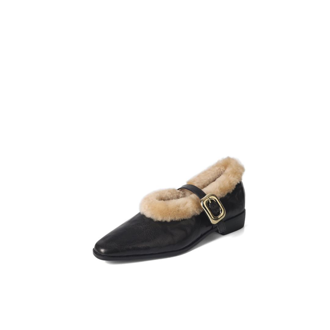 Shearling-Lined Full-Grain Leather Mary Jane