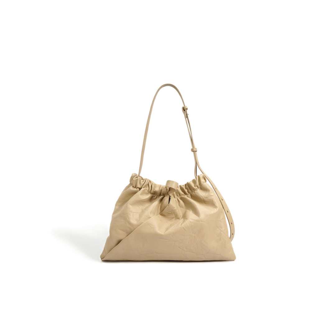 Soft-Structured Leather Pouch Bag