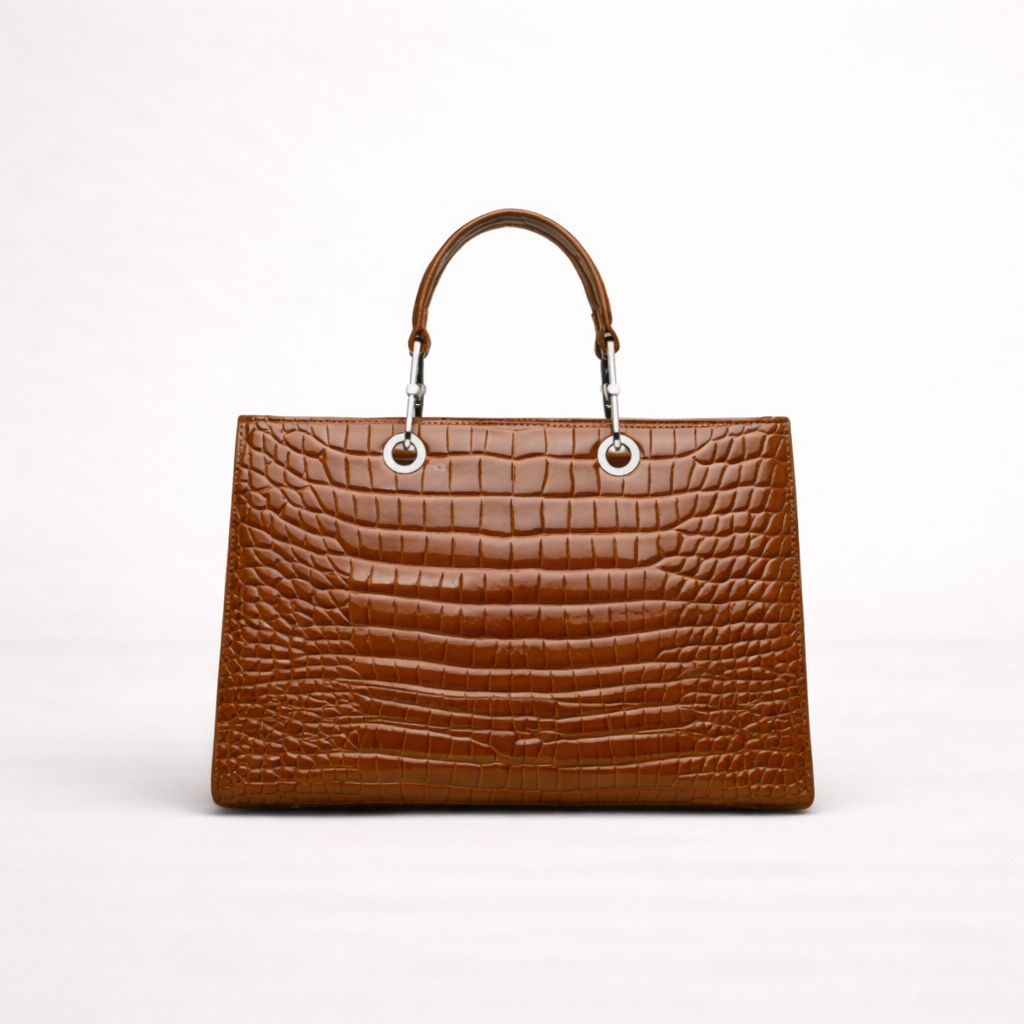 Croc-Embossed Structured Carry Tote