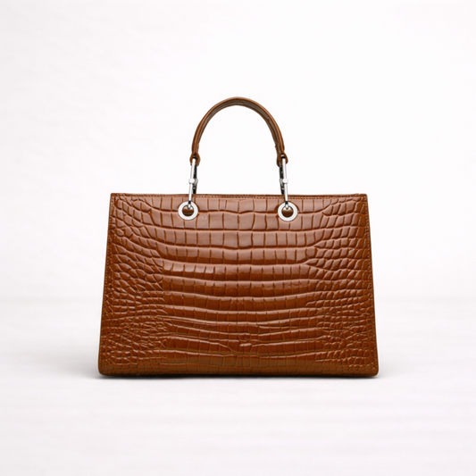 Croc-Embossed Structured Carry Tote