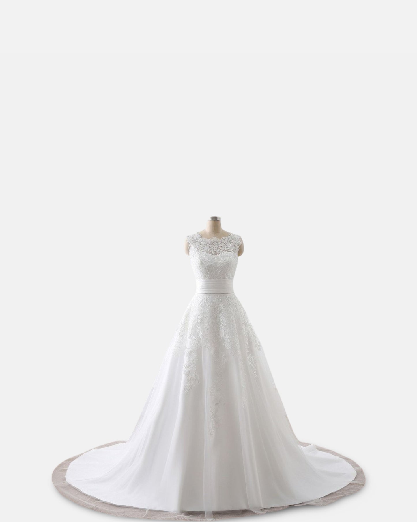 Two-piece White Wedding Dress With Round Neck And Elegant