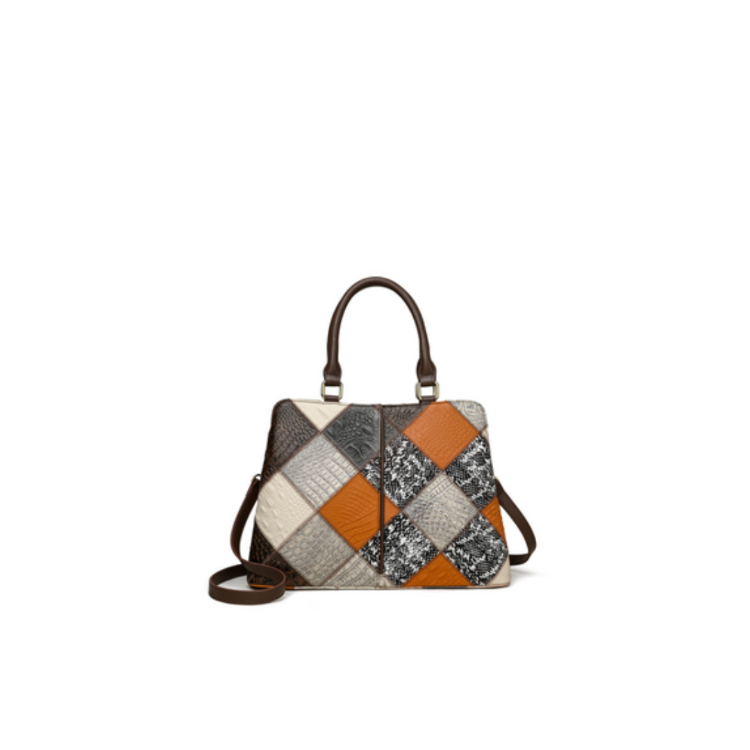 Geometric Patchwork Structured Tote