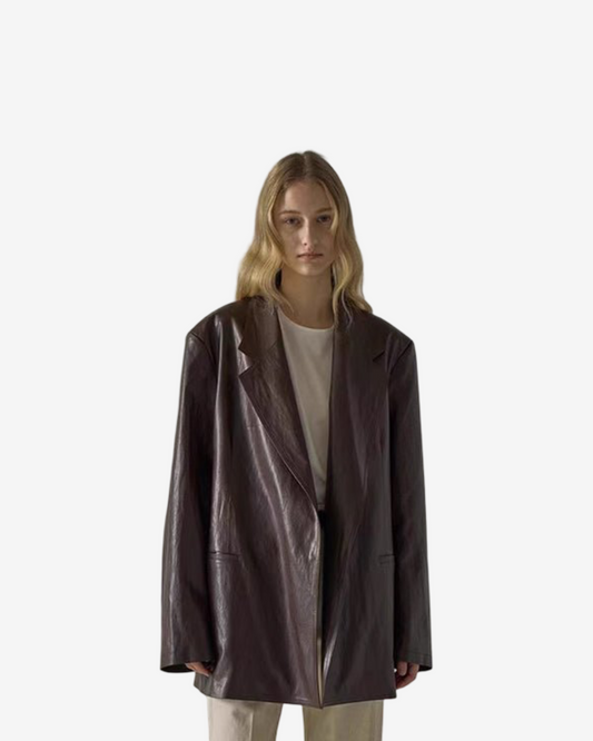 Women's Loose Mid-length Niche Suit Leather Coat