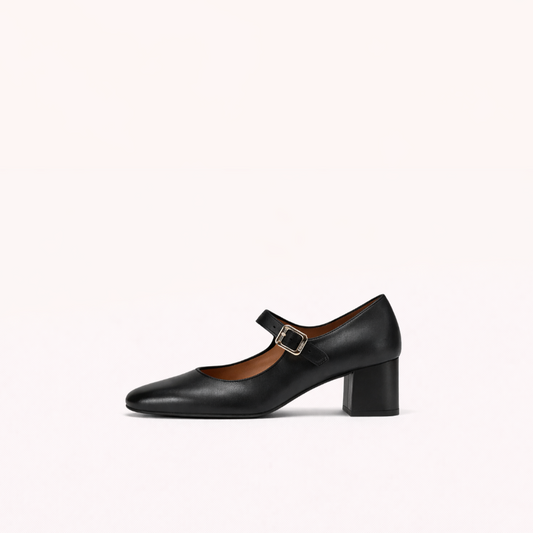 Structured Leather Mary Jane with Balanced Block Heel