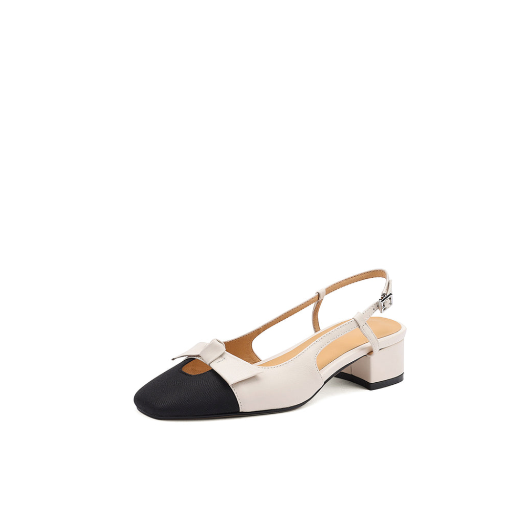 Contrast Toe Slingback – First-Layer Cowhide with Pigskin Lining