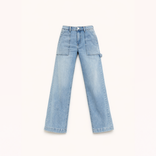 High-Waist Utility Wide-Leg Jeans