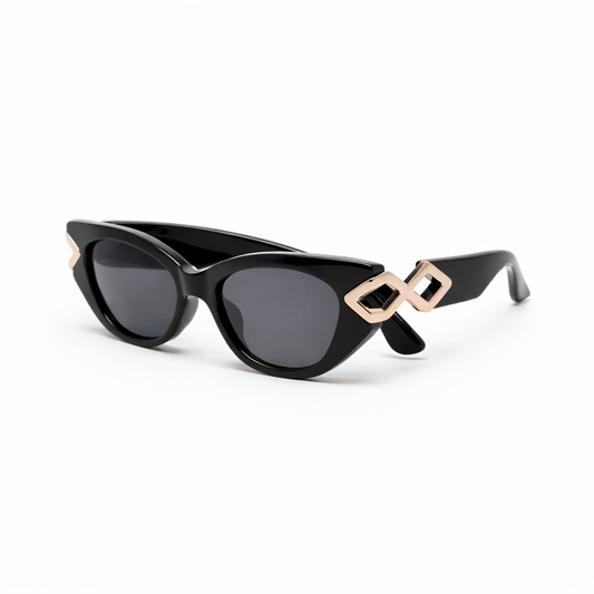 Geometric Accent Cat-Eye Sunglasses – UV400 Protection