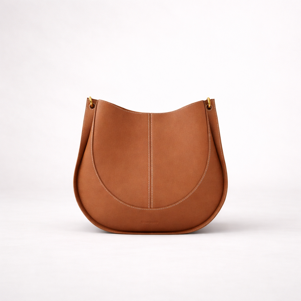 Curved Saddle Shoulder Bag in First-Layer Cowhide