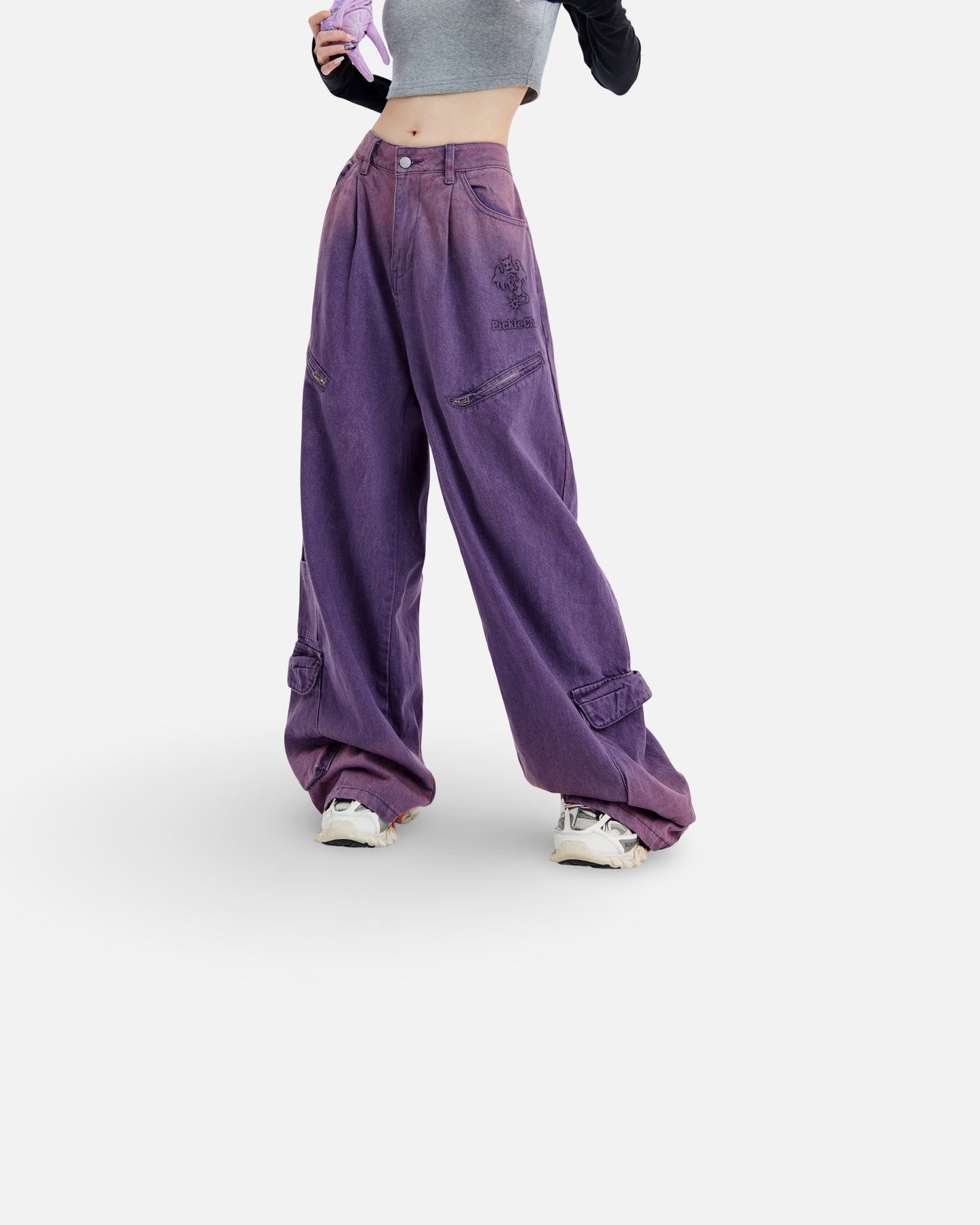 Chaopai Purple Straight Leg Wide Leg Pants
