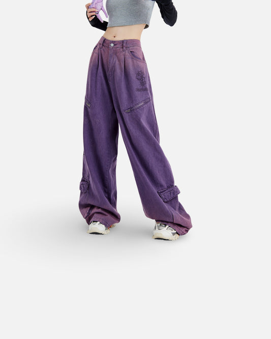 Chaopai Purple Straight Leg Wide Leg Pants