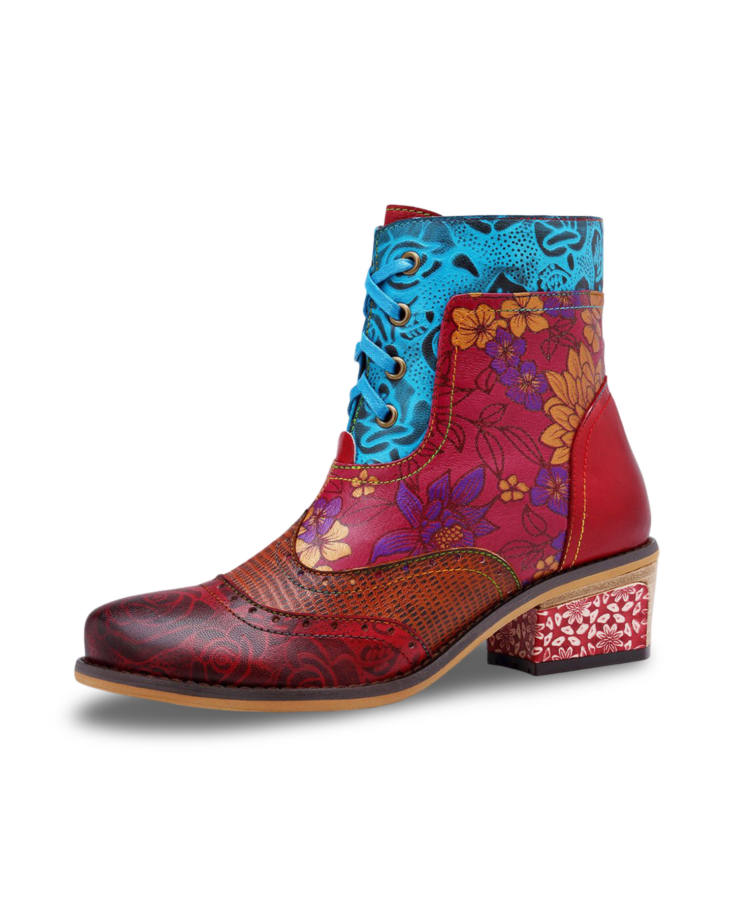 Casual Retro Ethnic Boots Lace Printing Dark Pattern Cowboy Boot