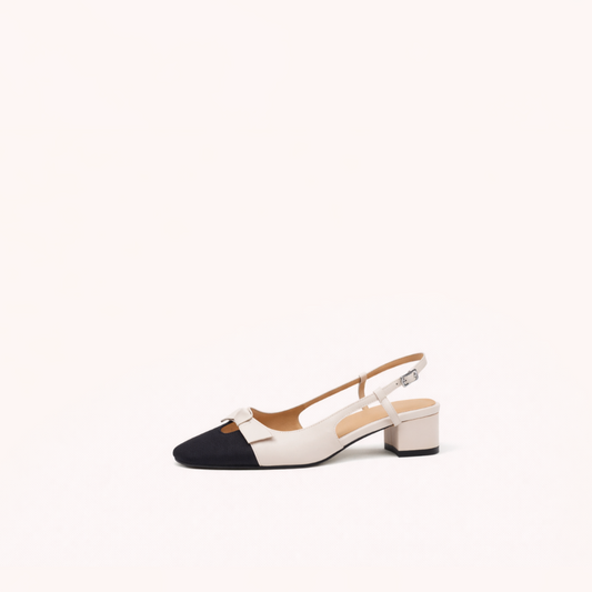 Contrast Toe Slingback – First-Layer Cowhide with Pigskin Lining