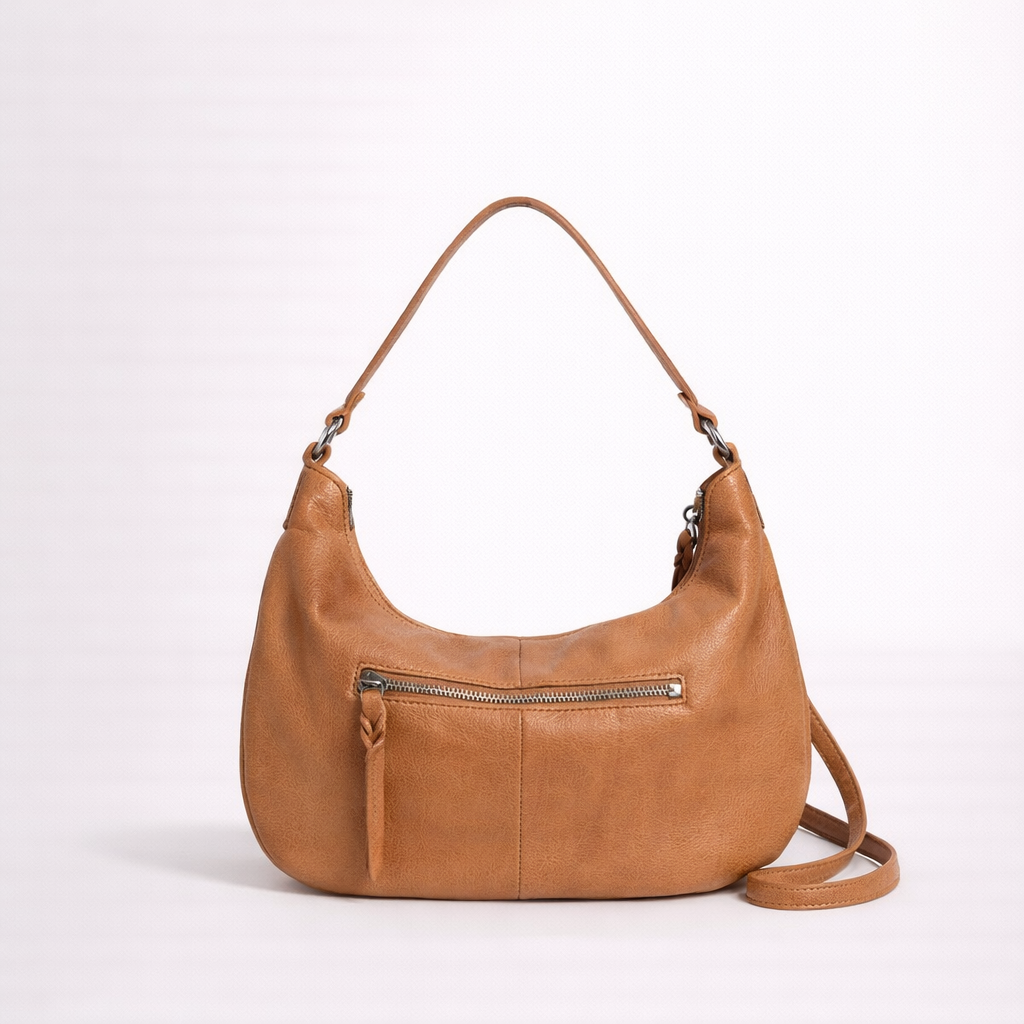 Soft-Curve Shoulder Bag in First-Layer Cowhide Leather