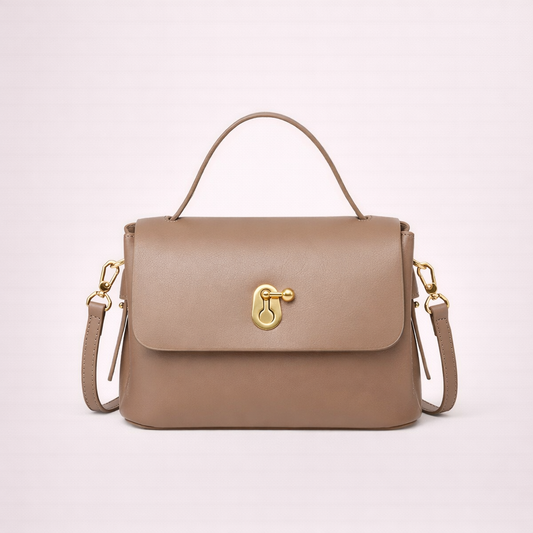 Structured Top-Handle Bag — Two-Layer Cowhide Leather