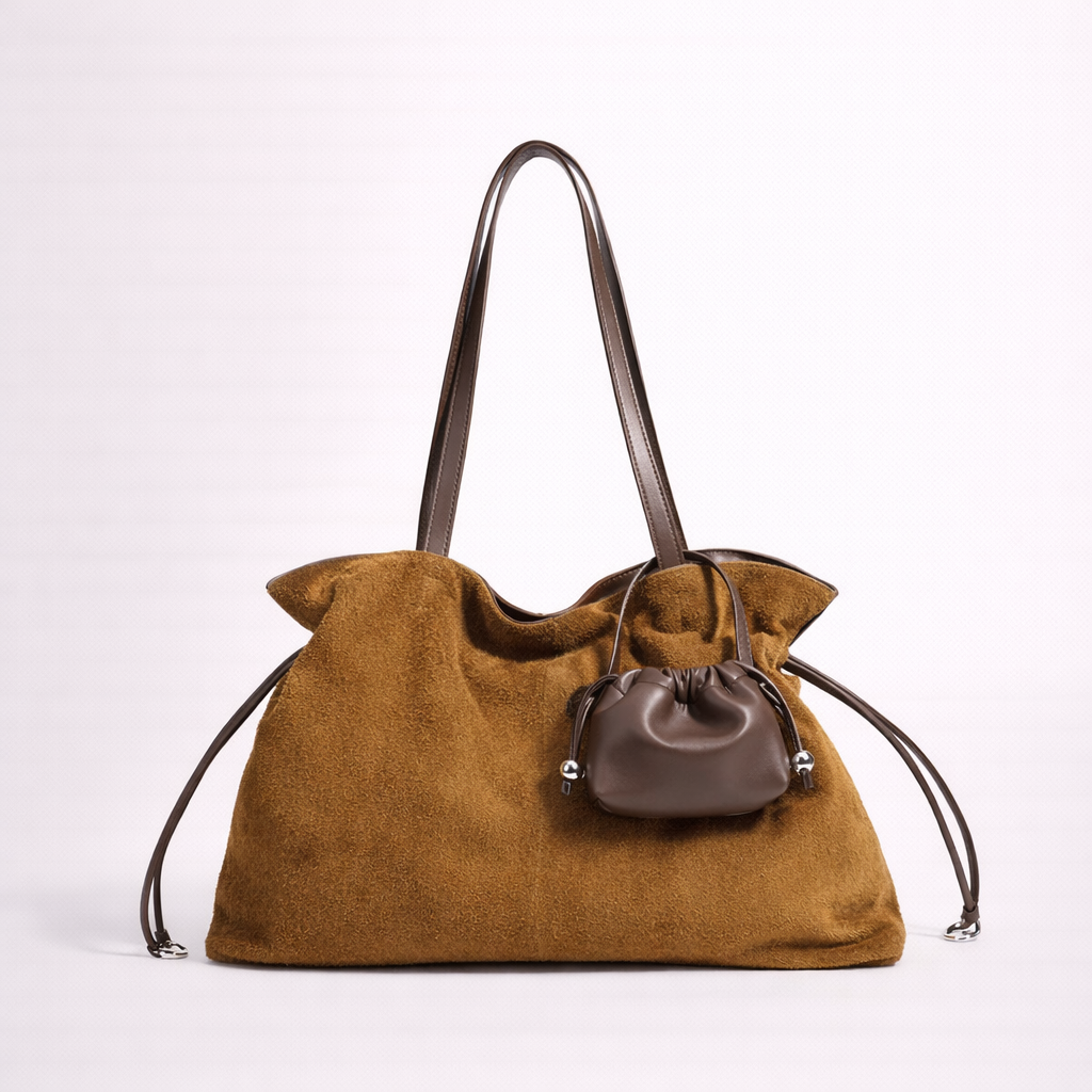 Retro Patchwork Top Grain Suede Bag