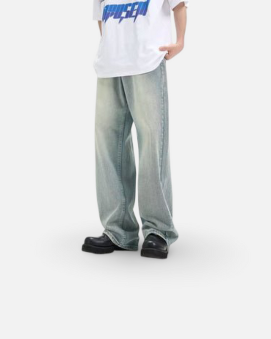 Retro Trousers Loose Casual Blue