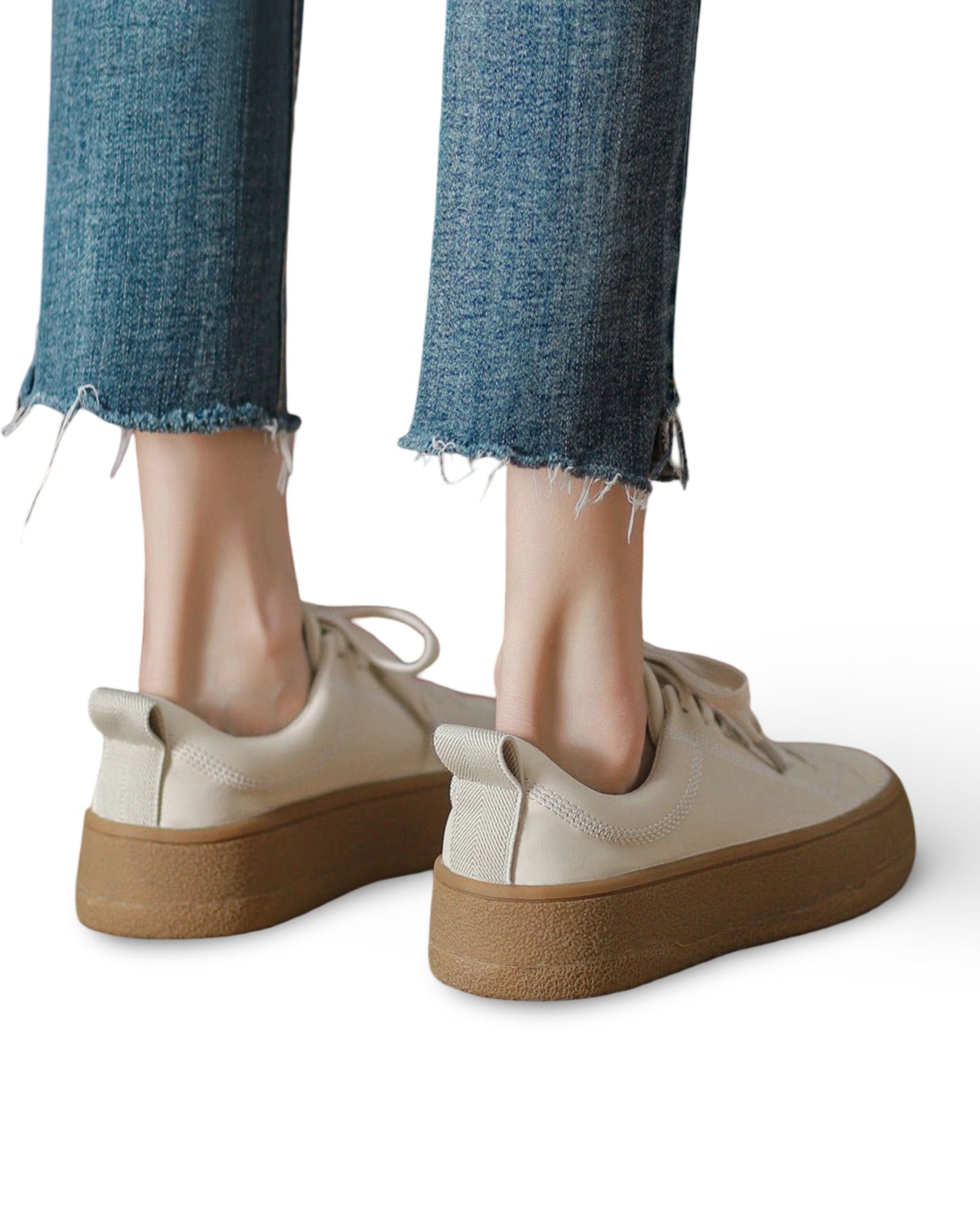 Ladies Fashion Versatile Leather Small White Sneakers