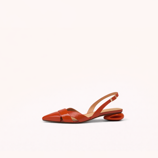Sculpted Slingback Flat – First-Layer Cowhide with Sheepskin Lining