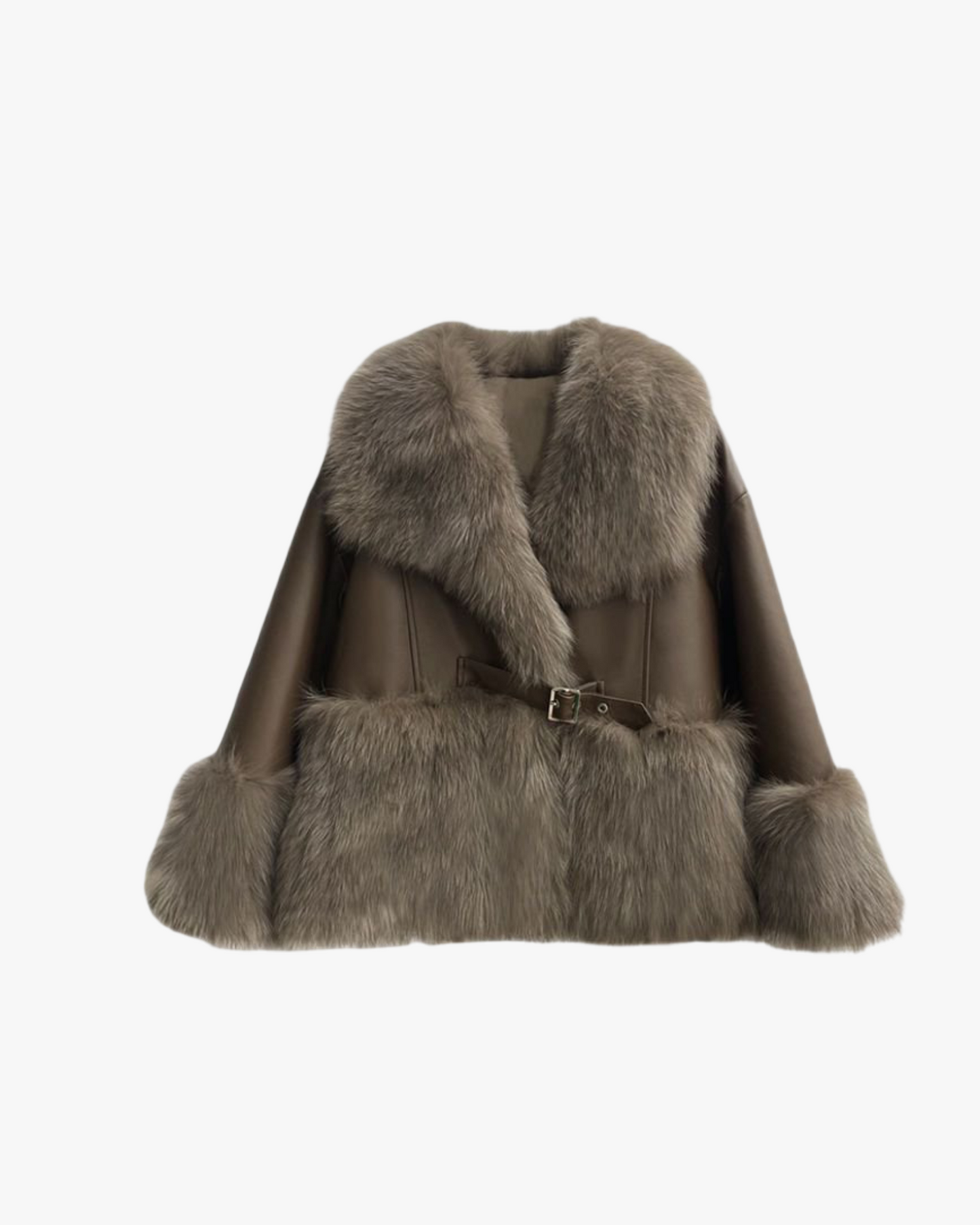 Big Fur Collar Stitching For A Woman Faux Coat