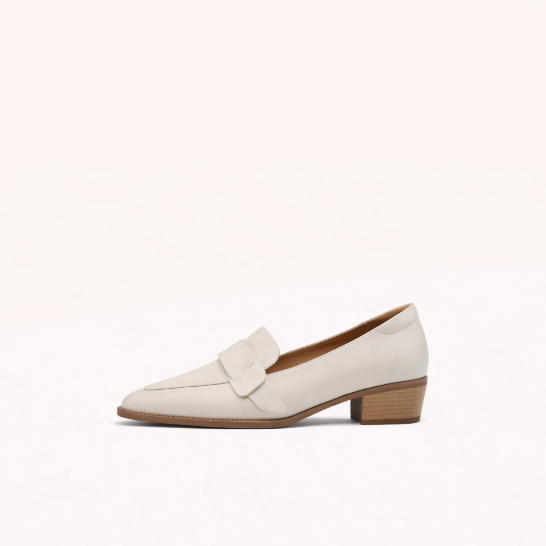Structured Leather Loafer with Low Block Heel