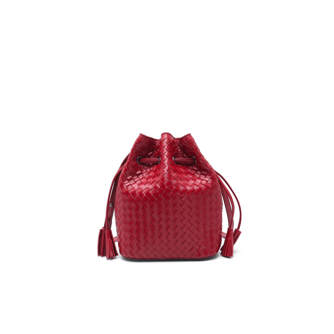 Woven Leather Bucket Bag with Controlled Softness